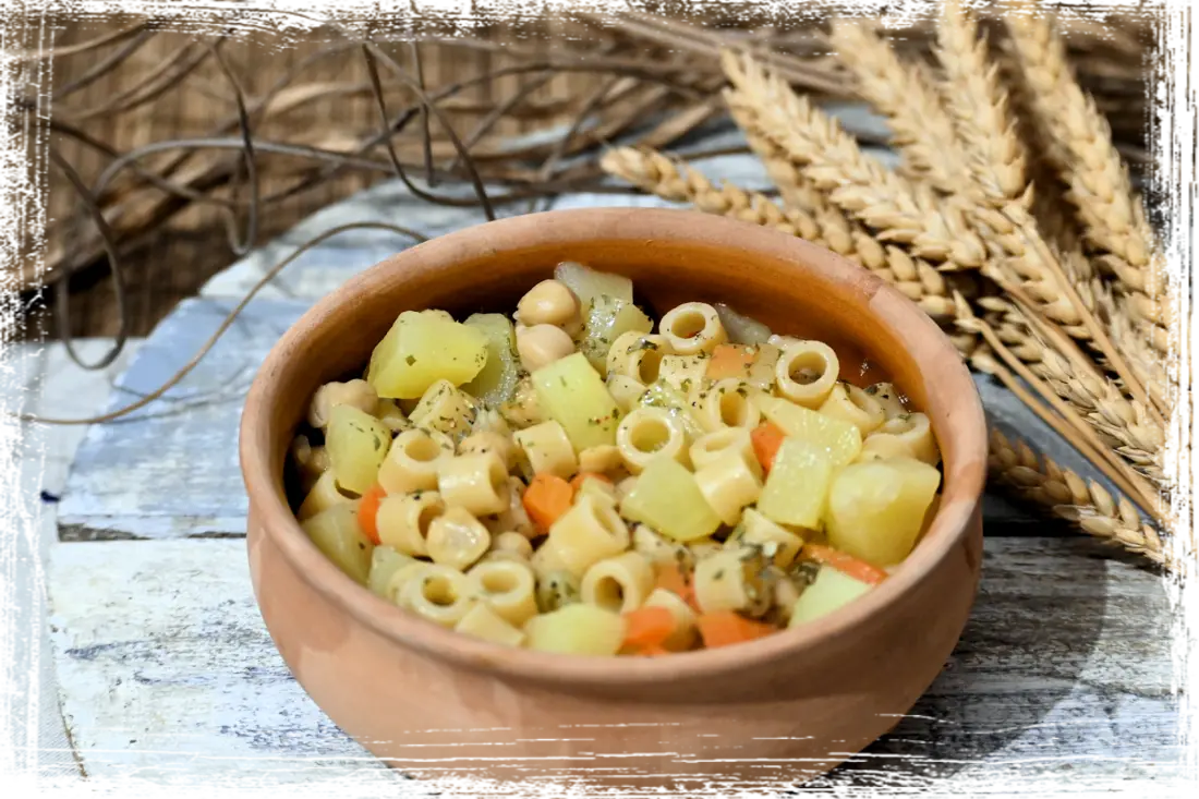 Ditaloni con patate e ceci