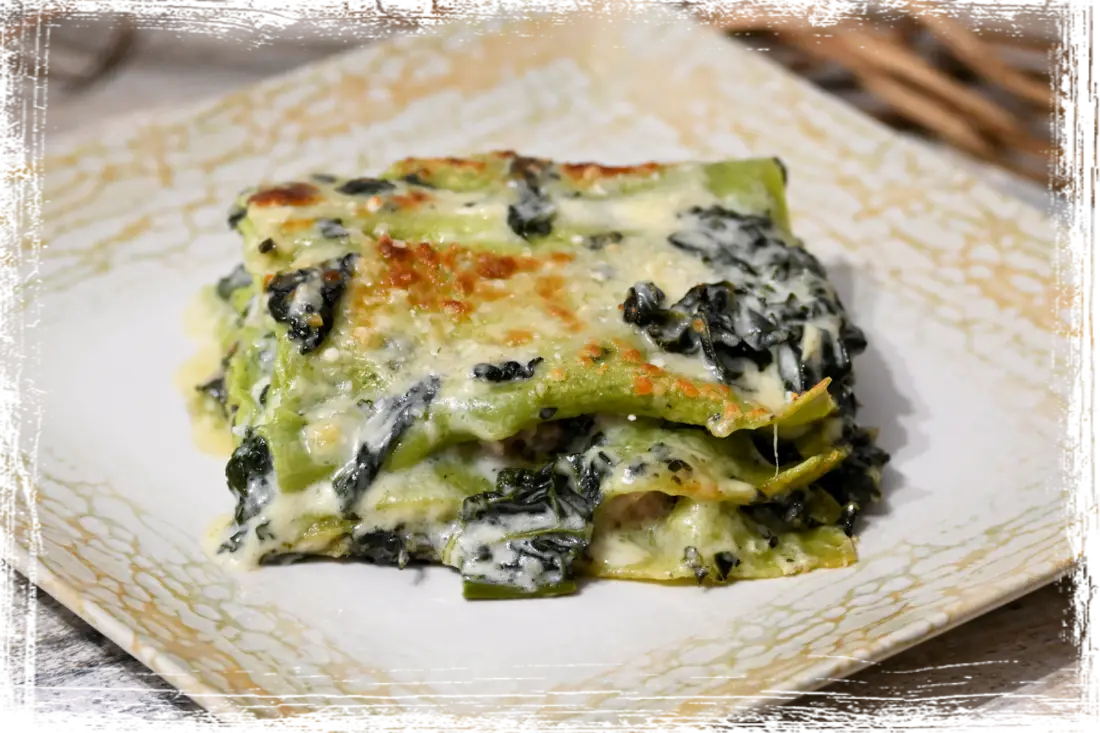 Lasagne verdi con cavolo nero e ciuìga