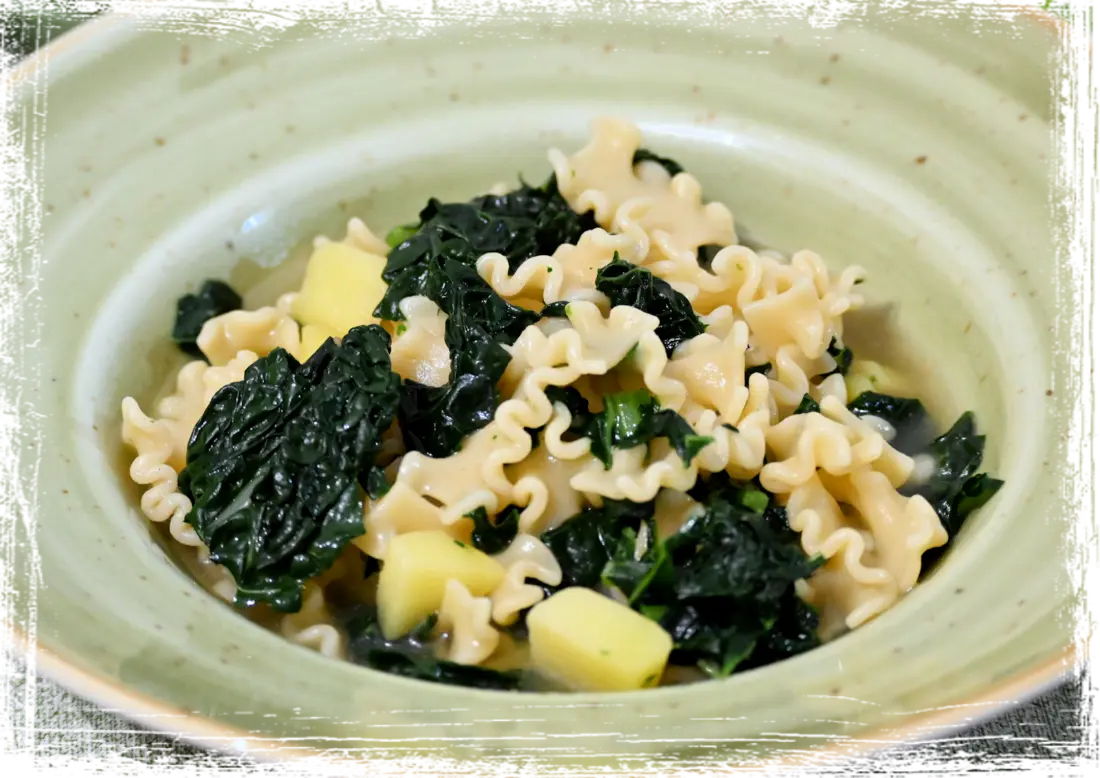 Mafalda corta con patate e cavolo nero