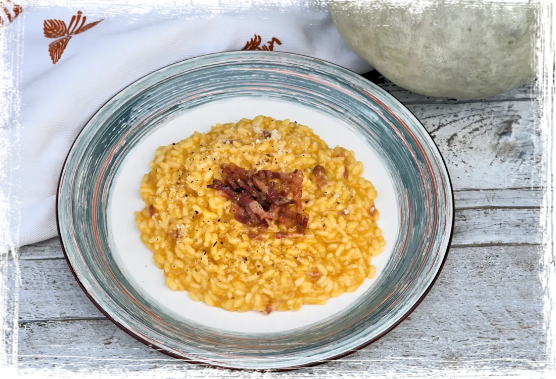 Risotto con zucca e pancetta affumicata