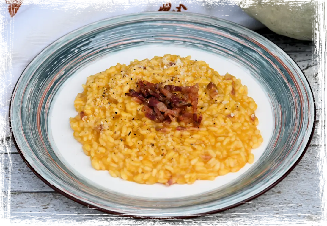 Risotto con zucca e pancetta affumicata